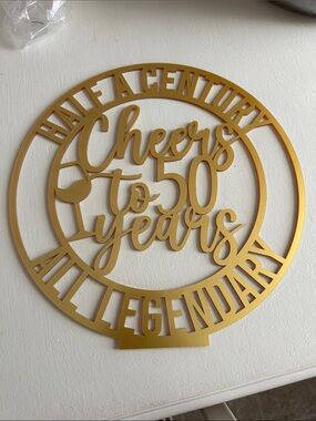 Gold "Cheers to 50 Years" Party Sign